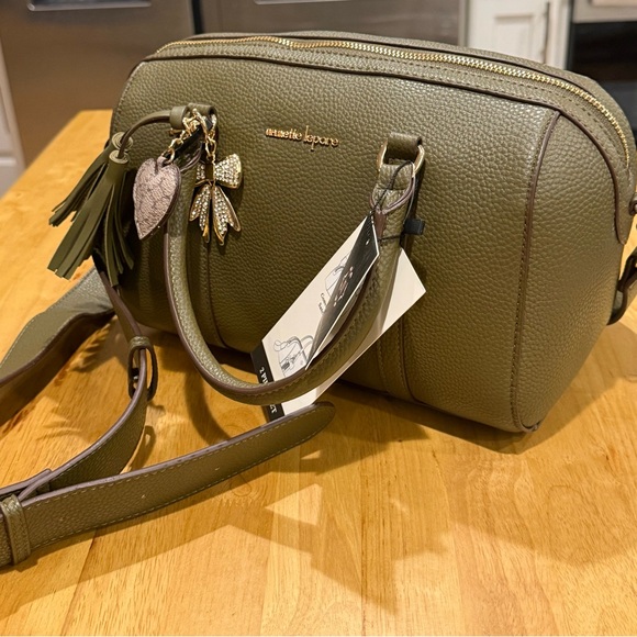 Nanette Lepore Dark Olive Jax Satchel Crossbody Bag W/Bag Charms NWT - Picture 16 of 16